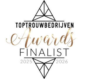 Daniel Vos opnieuw finalist TopTrouwbedrijven Awards trouwfotograaf Finalist badge TopTrouwbedrijven Awards 2025 2026 Daniel Vos